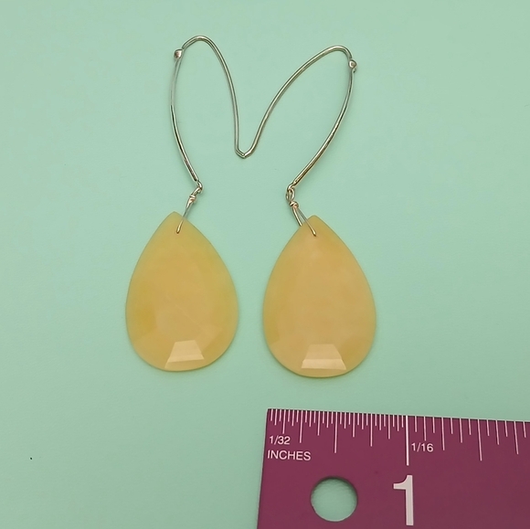 Mine Finds By Jay King .925 Sterling Silver Earrings With Yellow Teardrop Stone - Picture 5 of 6